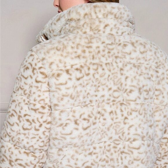 Zip Up Pockets Animal Print Sherpa Jacket - Picture 4 of 5